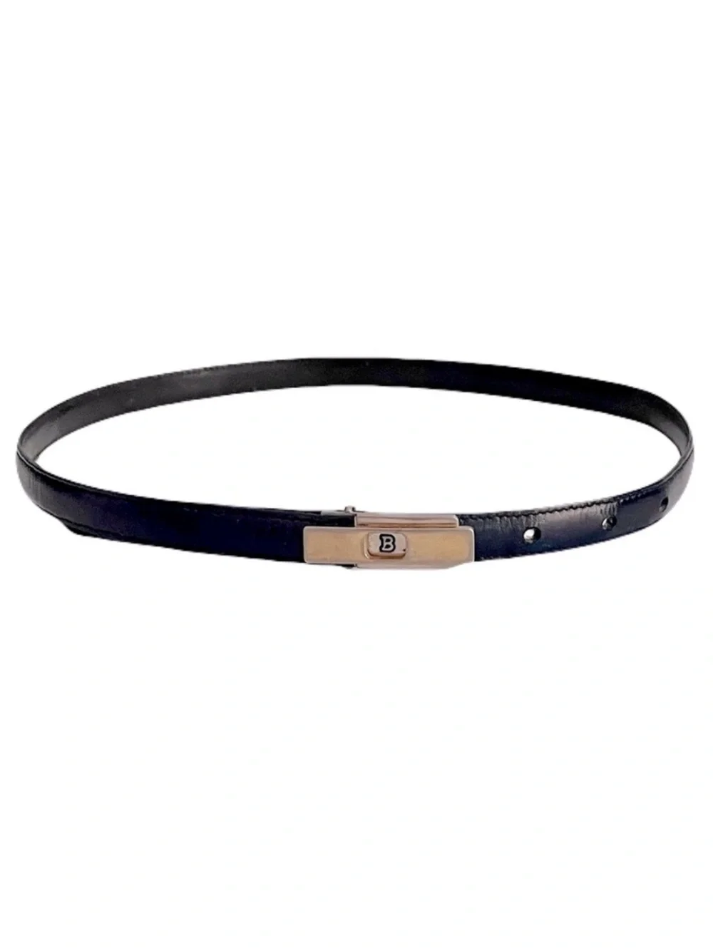 Vintage Bally Thin Eggplant Deep Plum Iridescent Metallic Leather Belt, Size 75